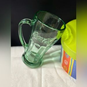 Vintage Libbey Coca~Cola Coke Heavy Green Glass Mug